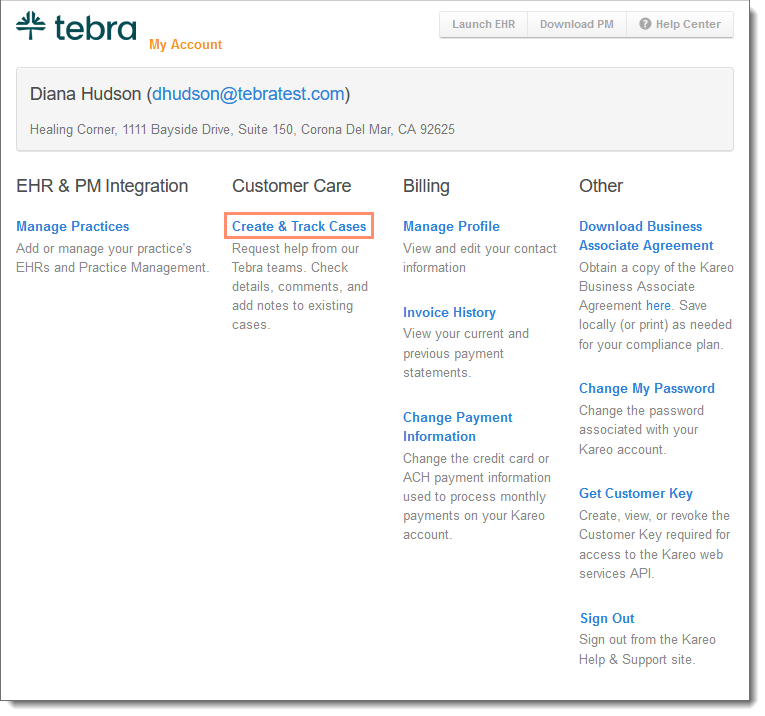 TebraMyAccount_CustomerCare_CreateTrackCases.png