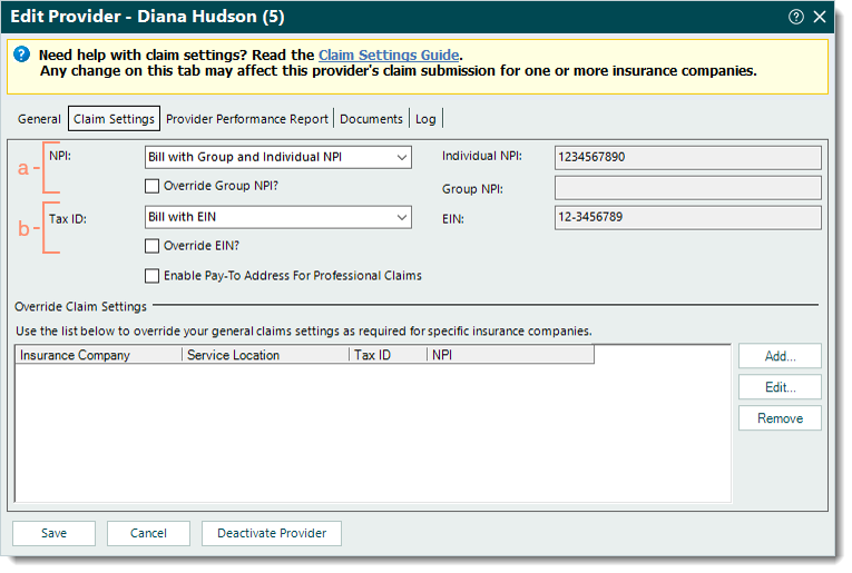 Provider Claim Settings - Tebra Help Center